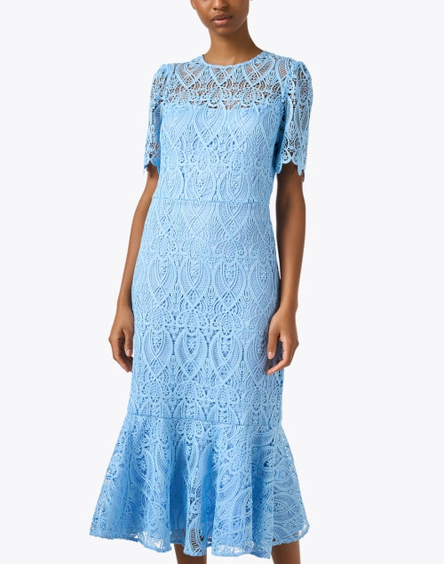 Stunning Darcy Blue Lace Midi Dress for Special Occasions