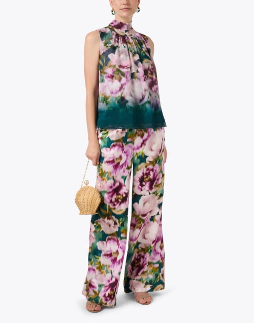 Taylor Sleeveless Multi Floral Silk Women's Blouse Top