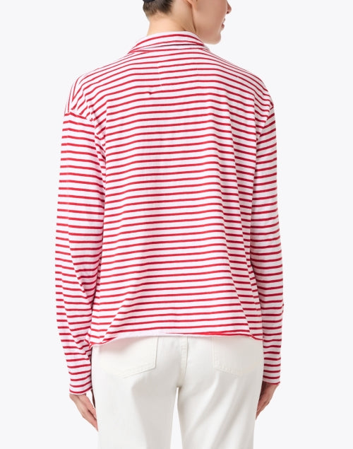Patrick Men's Red and White Striped Popover Henley Casual Top for All Seasons