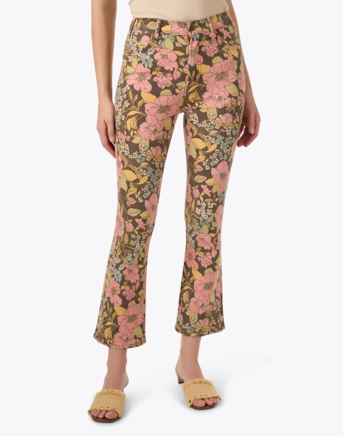 The Mother Brand's The Hustler Style Multi - colored Floral Print Premium Denim Ankle Bootcut Jeans