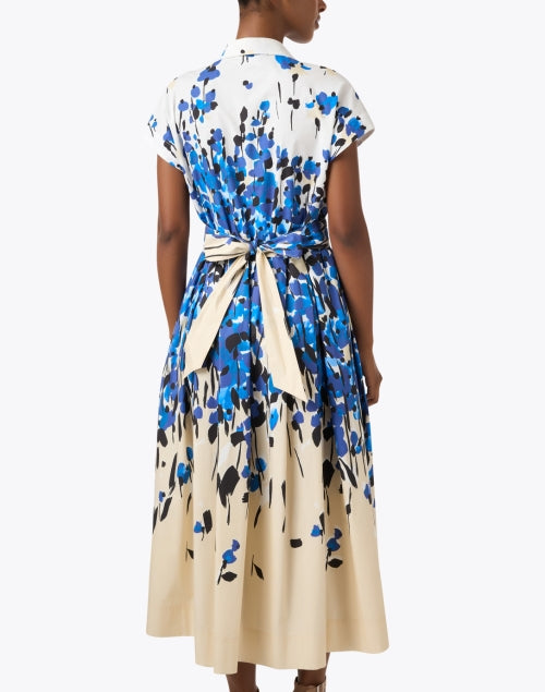 Stylish Etrelle Blue and Cream Printed Cotton Women's Shirt Dress