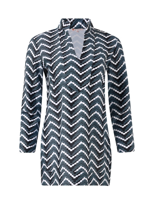 Chris Women's Chevron Print Breathable Nylon Tunic Top for Versatile Wardrobe