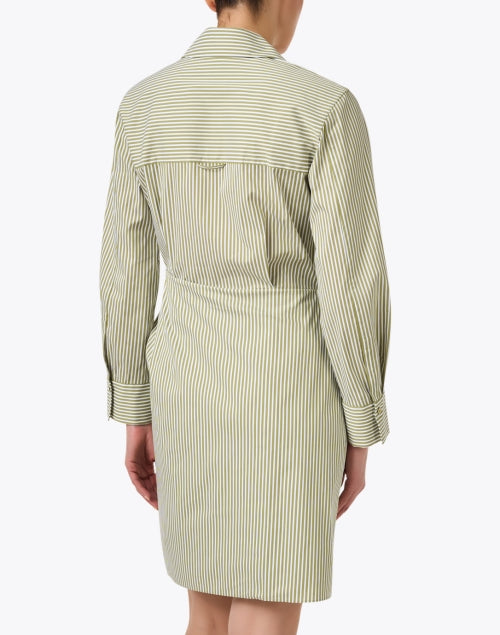 Furrow Stylish Green Striped Women's Cotton Wrap Dress for Fashionable Look