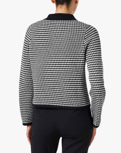 Stylish Black and White Gingham Wool - Cashmere Knit Jacket for All - Season Wear