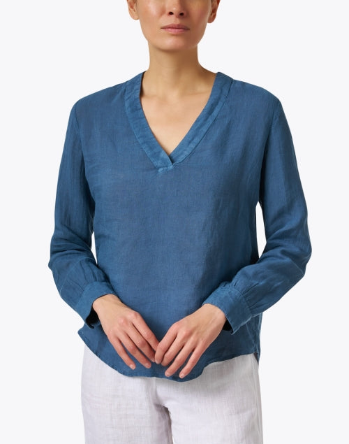 Navy Blue Breathable Linen Casual Men's Shirt