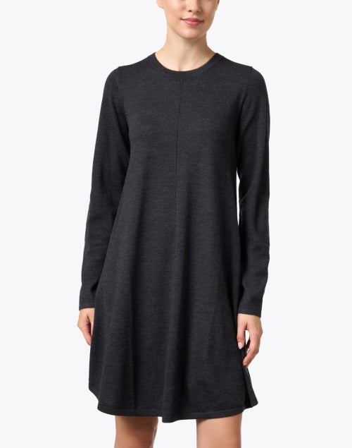 Stylish Dark Gray Merino Wool Swing Dress for Women