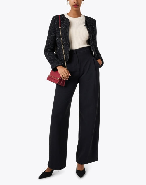 Stylish Black Lurex Cropped Jacket by Emporio Armani