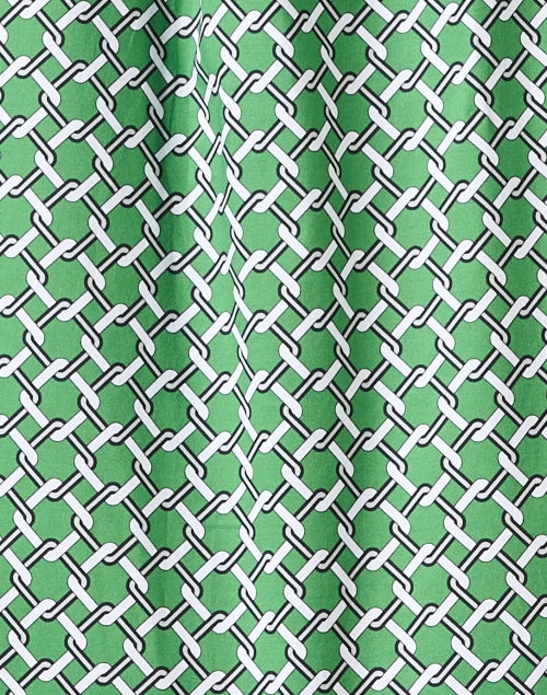 Adeline Women's Green Printed Stretch Cotton Mini Shirt Dress