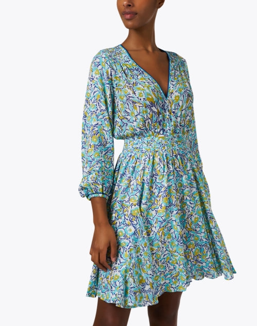 Stunning Turquoise Floral Print Anabelle Dress for Daytime