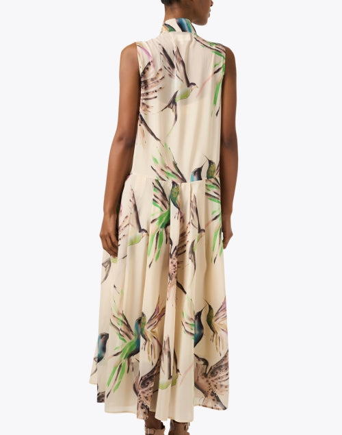 Exquisite Ivory Bird-Printed Women's Dress for All Occasions