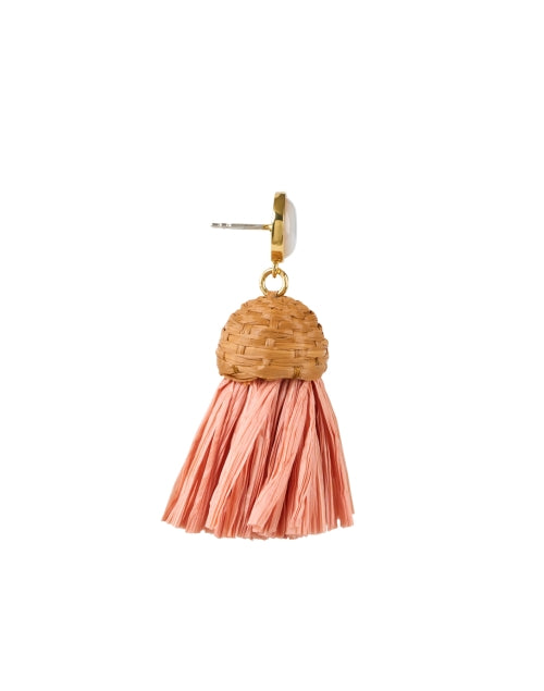Summer Rose Raffia Tassel Dangling Drop Earrings by Lizzie Fortunato