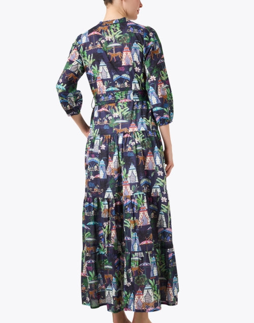 Flora Tropical Multi - Print Women's Midi Cotton Dress
