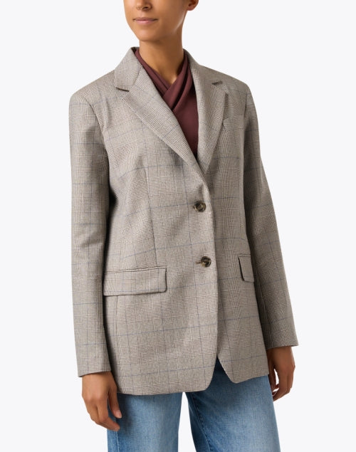 Weekend Max Mara Burgos Men's or Women's Grey Checked Wool Single - Breasted Blazer for Stylish Layering