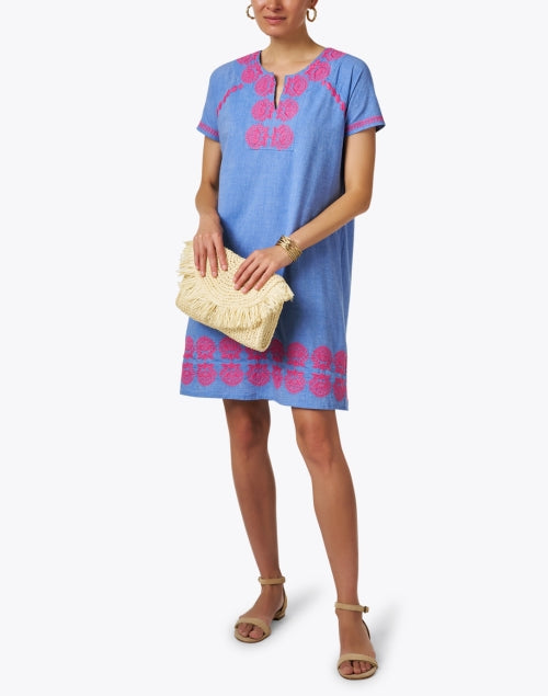 Norah Casual Blue Chambray Embroidered Women's Summer Dress
