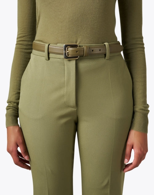 Gavazzeni Glossinia Khaki Green Leather Fashion Belt for Stylish Ensembles