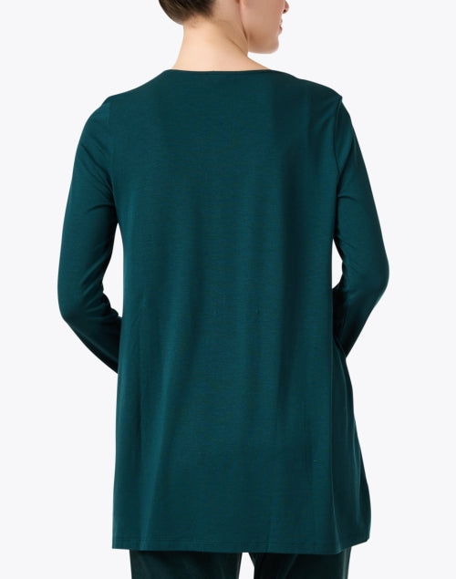 Stylish Green Stretch Jersey Knit Tunic Top for Women's Wardrobe