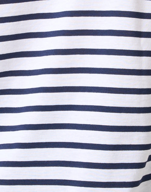 Minq Relaxed-Fit Long Sleeve White and Navy Striped Top