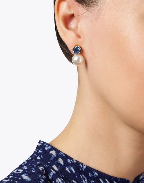 Exquisite Ines Sky - Blue and Baroque Glass Pearl Drop Earrings for Women