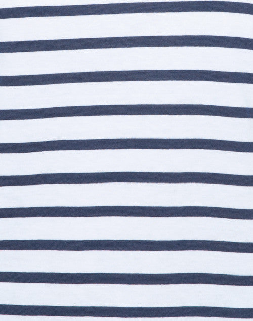 Luxurious Airy Cotton White and Navy Striped Casual Shirt