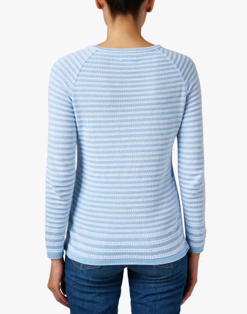 Stylish Blue and White Striped 100% Cotton Sweater for Seasonal Wear