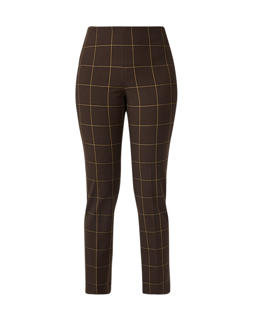 Annie Brown Windowpane Pattern Pull - On Straight - Leg Women's Trousers