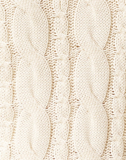 Cream-Colored Cable-Knit Cotton Casual Sweater