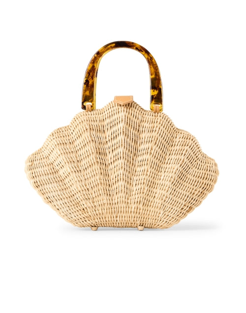 Poolside Handmade The Coquille Natural Wicker Rattan Shell-shaped Travel Bag