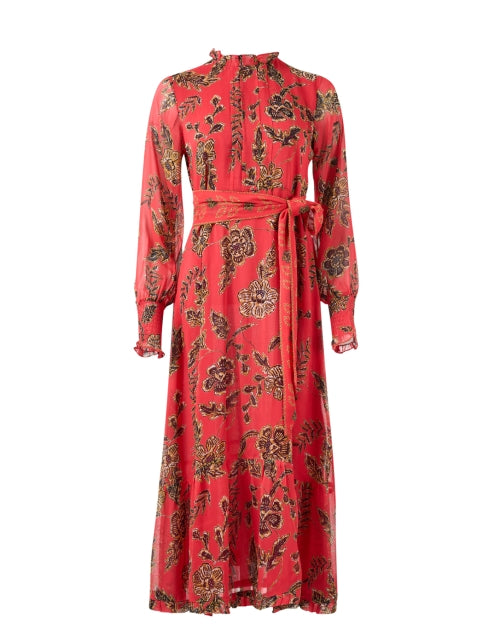Stylish Gwynn Red Floral Print Women's Maxi Dress
