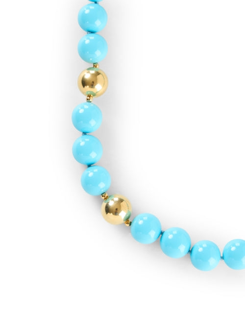 Stunning Single - Strand Gold and Turquoise Beaded Jewelry Necklace by Kenneth Jay Lane