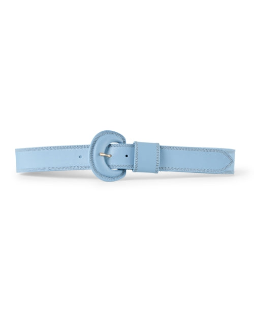 Gavazzeni Lucille Blue Leather Fashion Belt with Modern Round Buckle