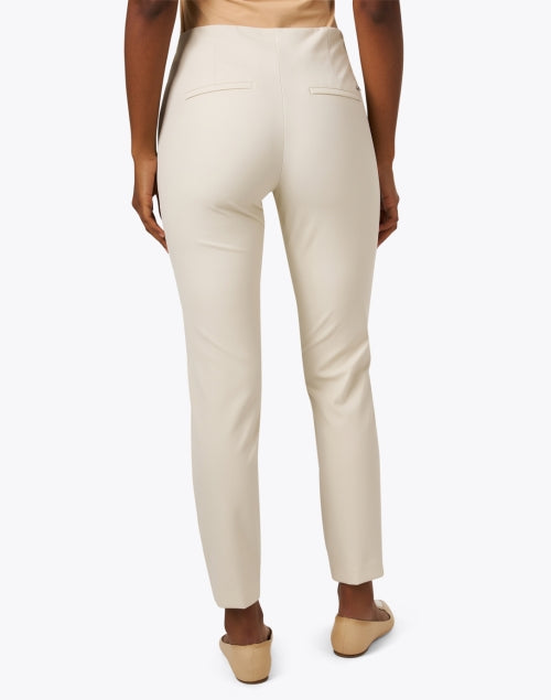 Anna Beige Stretch Slim-Fit Pant with Chic Zippers