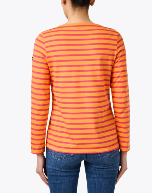 Luxurious Orange and Pink Striped Airy Cotton Top by Minquidame