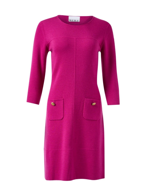 Stylish Ferdy Women's Magenta Wool Dress for Special Occasions