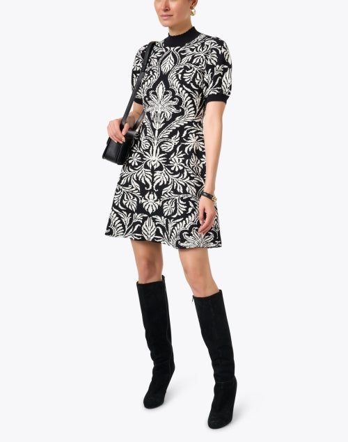 Banjanan's Elise Women's Cotton Wool Blend Black and White Knit Fit and Flare Dress for the New Season