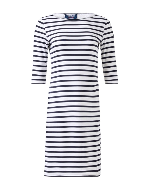 Stylish Propriano Super - Stretch Navy and White Striped Everyday Dress