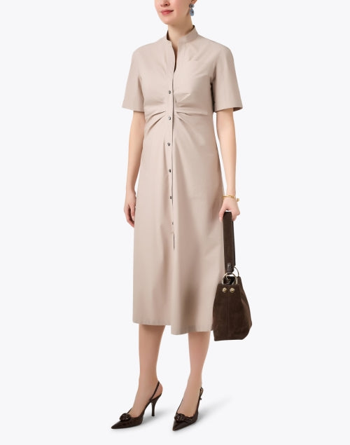 Elegant Beige Cotton Shirt-style Dress by Callas Milano