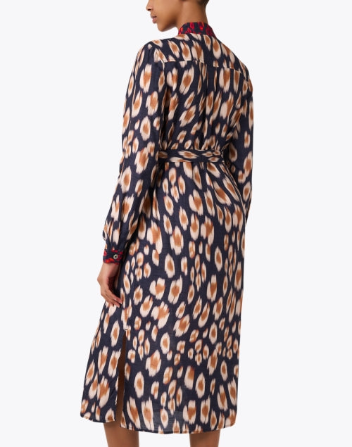 Stylish Tyra Abstract Leopard Print Shirt Dress with Mandarin Collar
