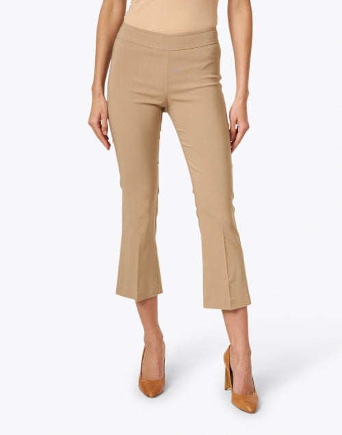 Leo Signature Comfortable Stretch Camel Pull - On Cropped Flared Pants