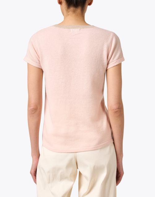 Pink Cashmere Women's Ringer Crew Neck Top for Spring and Summer