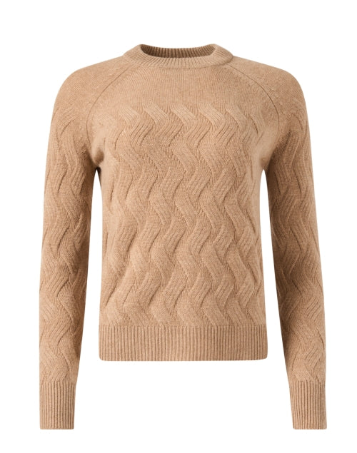 Luxurious 100% Cashmere Camel Cable - Knit Sweater for Versatile Wear