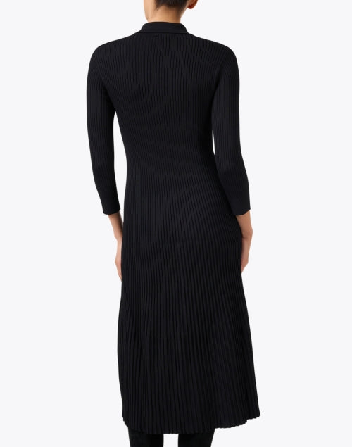 Stylish Nyla Black Knit Shirt Dress with Gold Button Accents