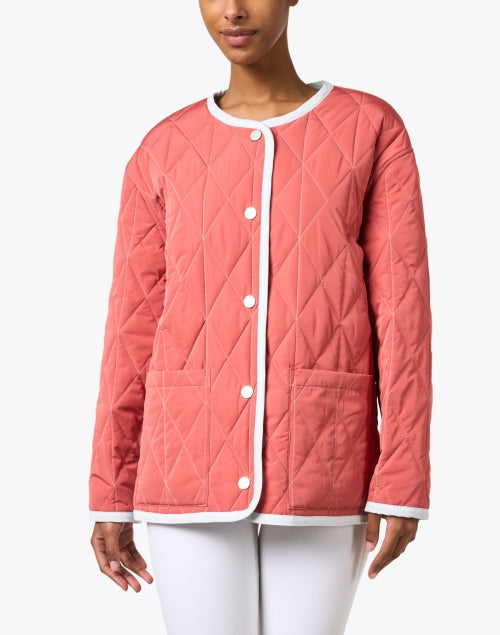 Reversible Coral and Ice Blue Water-Resistant Quilted Fashion Jacket
