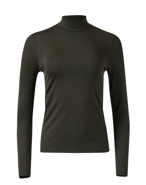Stylish St. John Cypress Green Slim - Fit Turtleneck Jersey Top