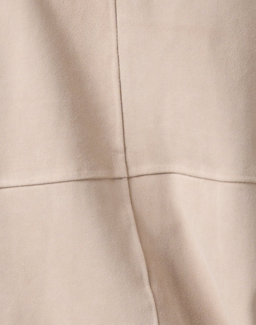 Stylish Beige Suede Hip - Length Relaxed - Fit Cashmere Jacket