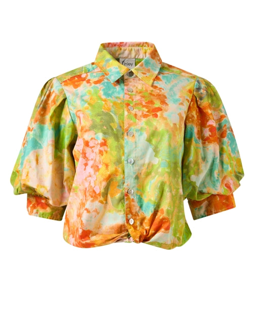 Stylish Multi - Print Bomba Elbow - Length Sleeve Top