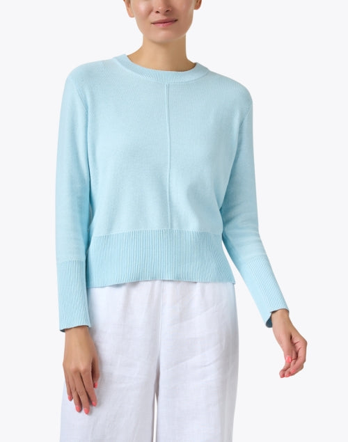 Stylish Opal Blue 100% Cotton Spring Sweater for a Chic Look