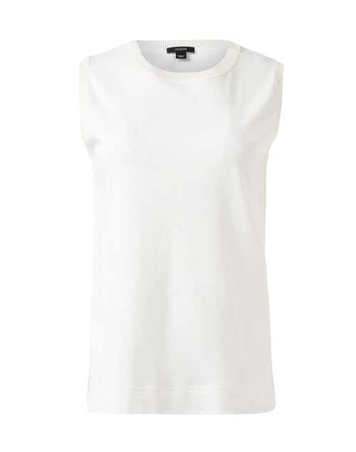 Exquisite 100% Cotton Ivory Sleeveless Tank Top for Timeless Style