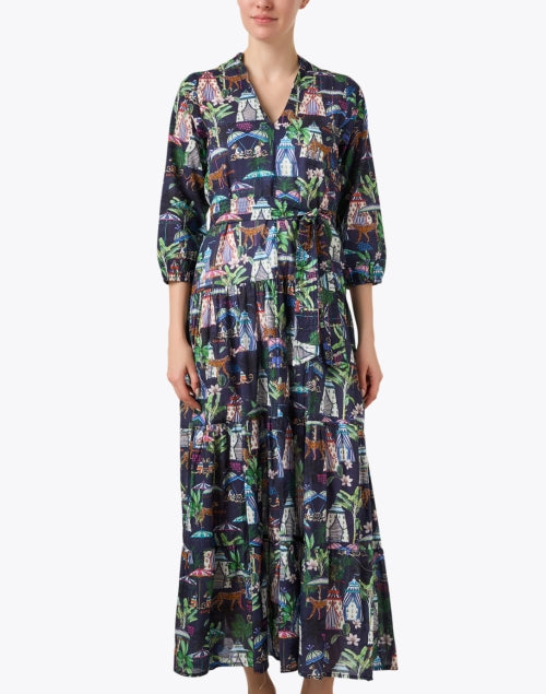 Flora Tropical Multi - Print Women's Midi Cotton Dress