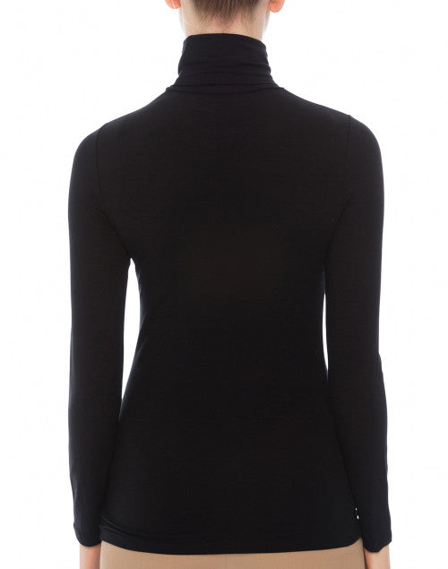 Stretchable Viscose Long - Sleeved Black Turtleneck Women's Top