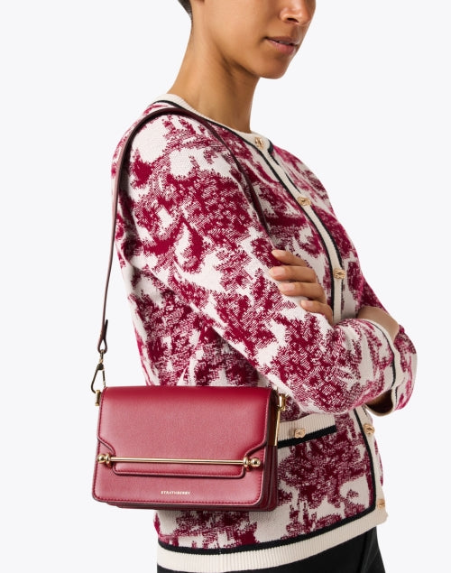 Stylish Mini Red Leather East/West Crossbody Bag for Fall